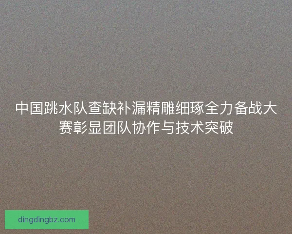 中国跳水队查缺补漏精雕细琢全力备战大赛彰显团队协作与技术突破