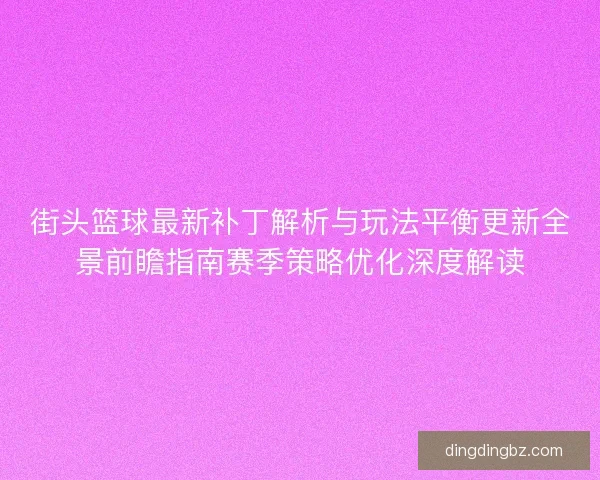 街头篮球最新补丁解析与玩法平衡更新全景前瞻指南赛季策略优化深度解读
